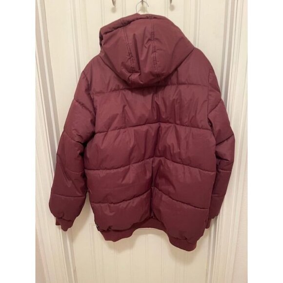 Jeans By Buffalo Men's XL Maroon Puffer Jacket With REMOVABLE Hood & Zipper Pock - Picture 9 of 14